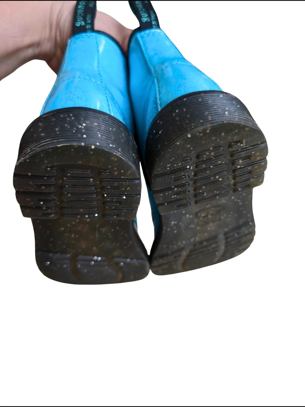 Kids Doc Martens Blue Lace-Up Glitter Combat Boots